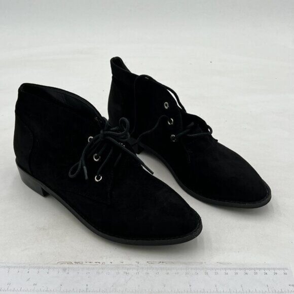 Women Trendy Low Heel Pointed Toe Lace Up Chukka Ankle Boots Flats Fall Winter - Picture 1 of 6